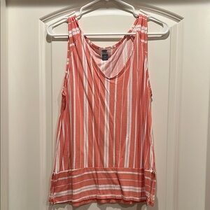 Striped Coral Sleeveless Top, M